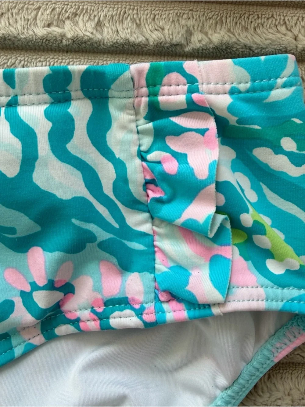 Lilly Pulitzer Girls Aqua, Pink & Green Floral Swim Bikini